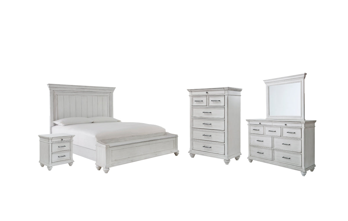Kanwyn Queen Panel Bed with Storage with Mirrored Dresser, Chest and Nightstand