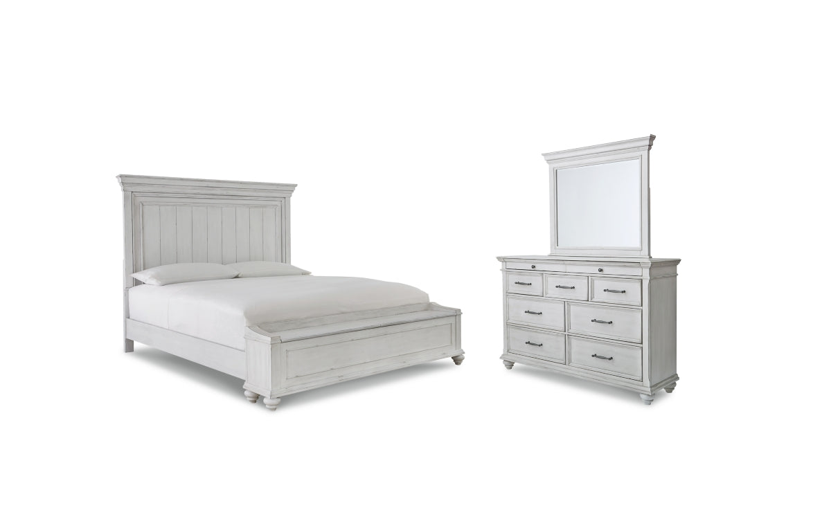 Kanwyn Queen Panel Bed with Storage with Mirrored Dresser