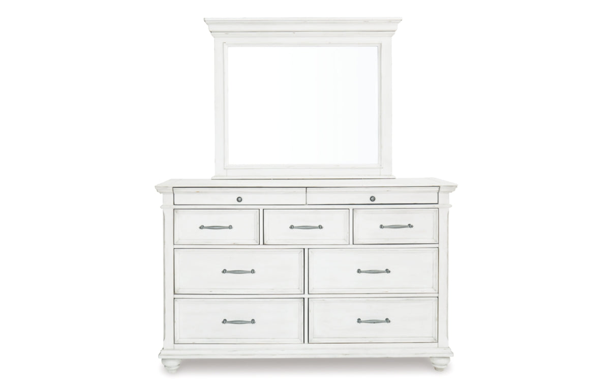 Kanwyn Queen Panel Bed with Storage with Mirrored Dresser and Chest