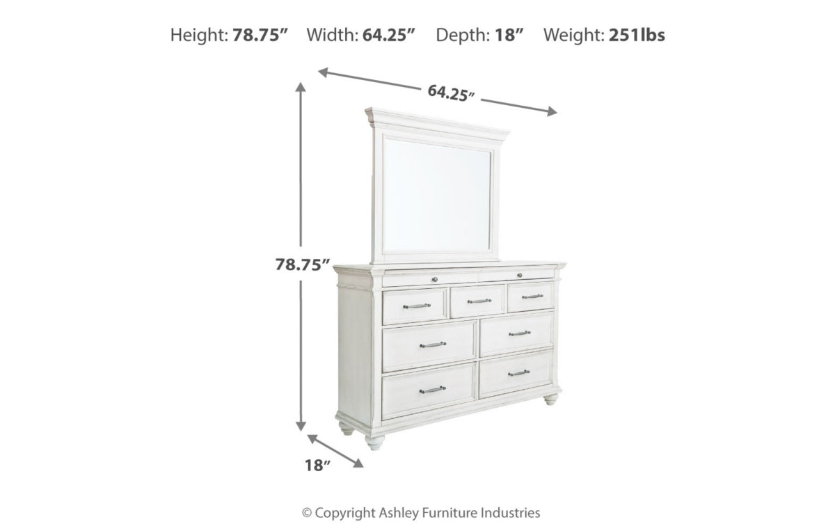 Kanwyn Queen Panel Bed with Storage with Mirrored Dresser