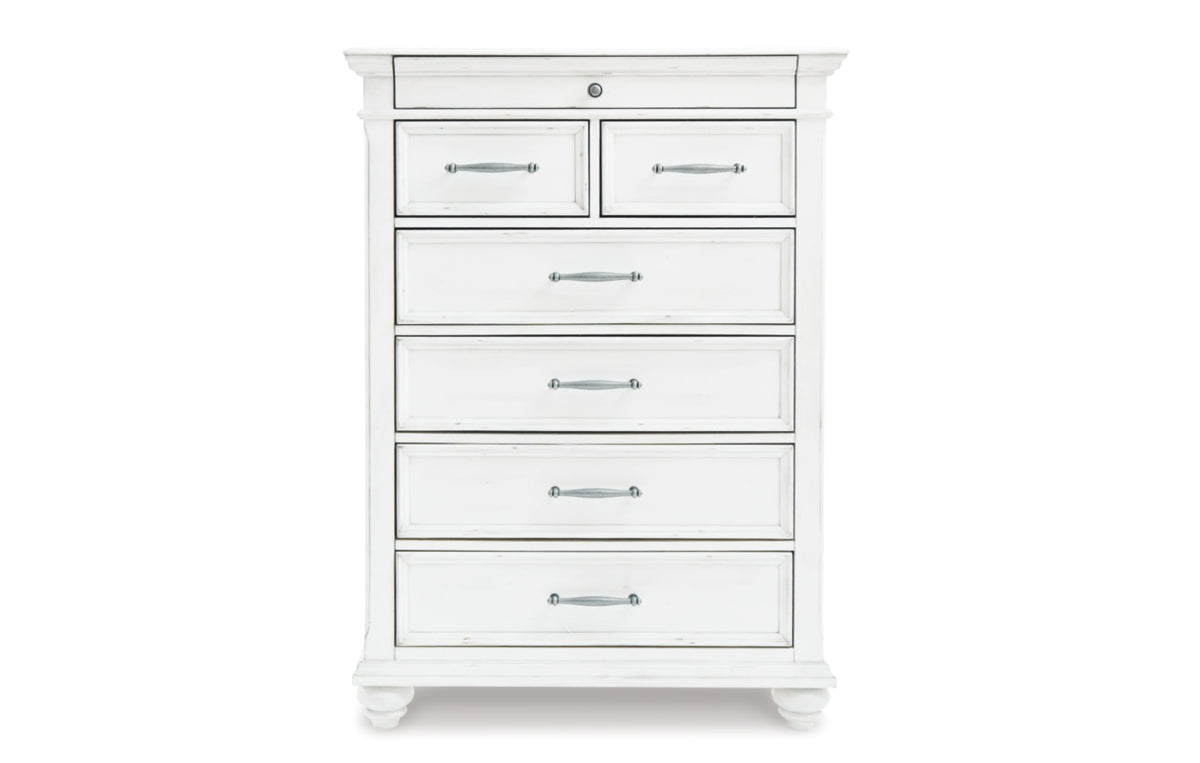 Kanwyn Queen Panel Bed with Mirrored Dresser, Chest and Nightstand