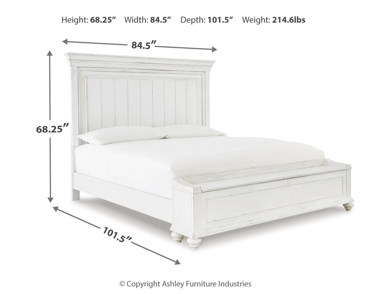 Kanwyn California King Panel Bed with Storage Bench
