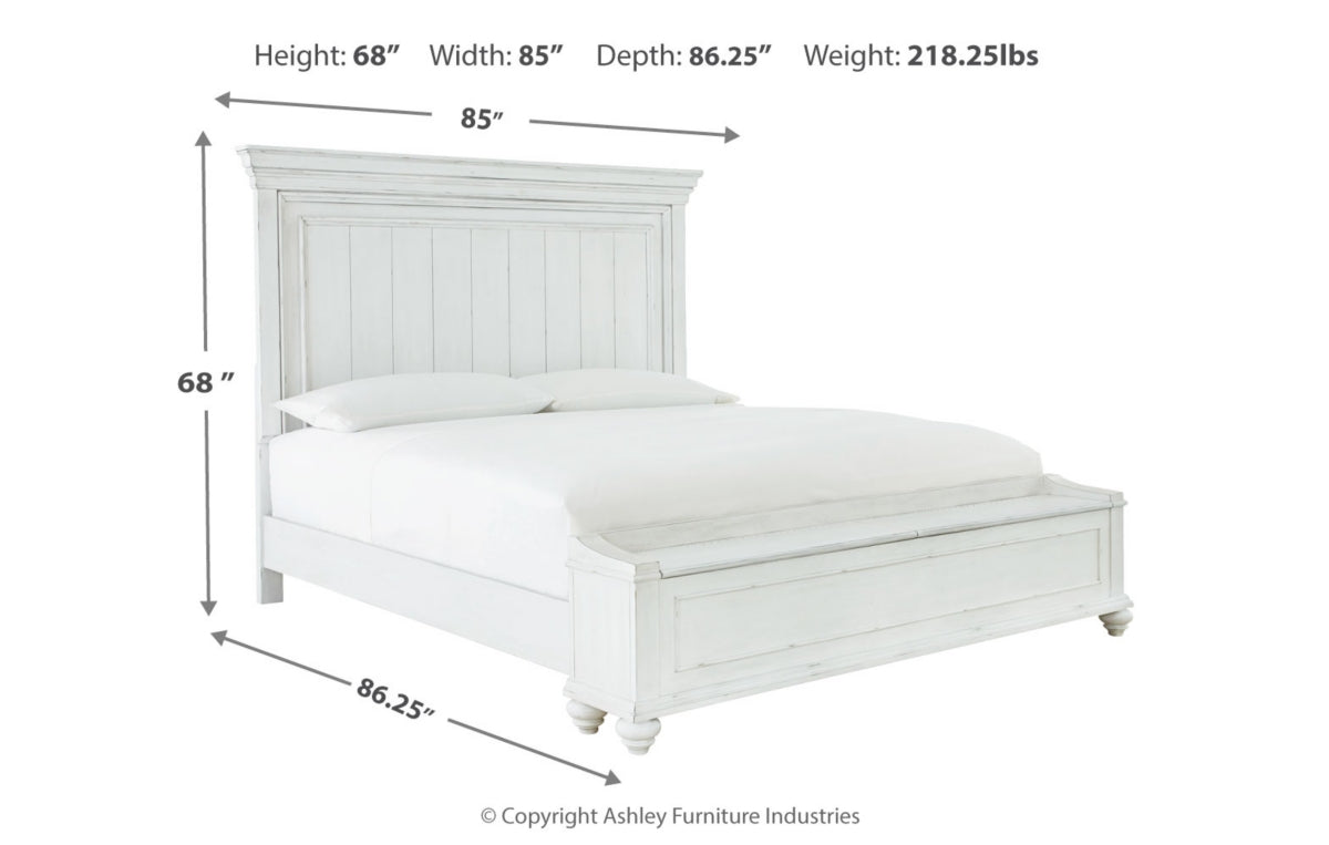Kanwyn California King Panel Bed with Storage Bench