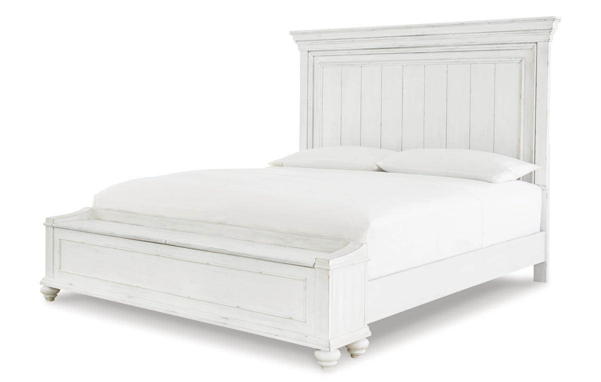 Kanwyn King Panel Bed with Storage with Mirrored Dresser and Chest