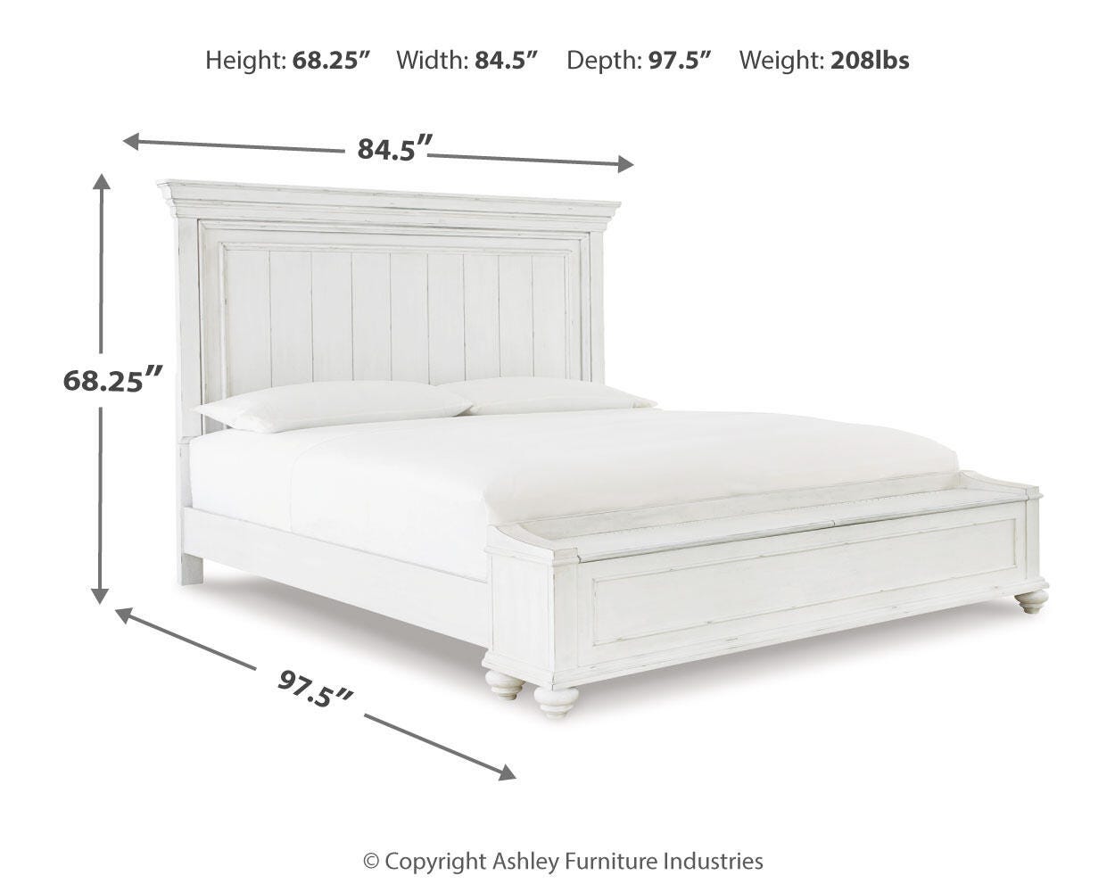 Kanwyn King Panel Bed with Mirrored Dresser