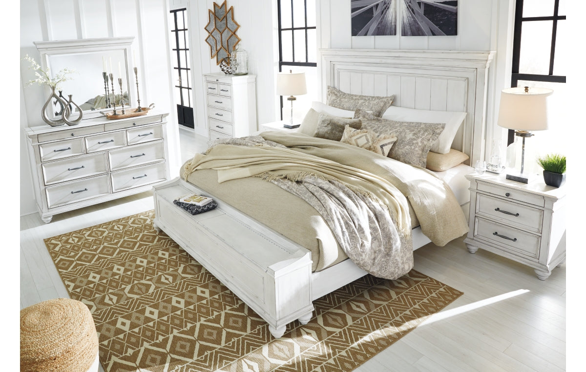 Kanwyn Queen Panel Bed with Storage with Mirrored Dresser, Chest and Nightstand