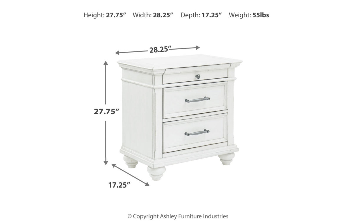Kanwyn King Panel Bed with Mirrored Dresser, Chest and Nightstand