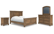 Feddinger California King Panel Bed with Mirrored Dresser and Nightstand