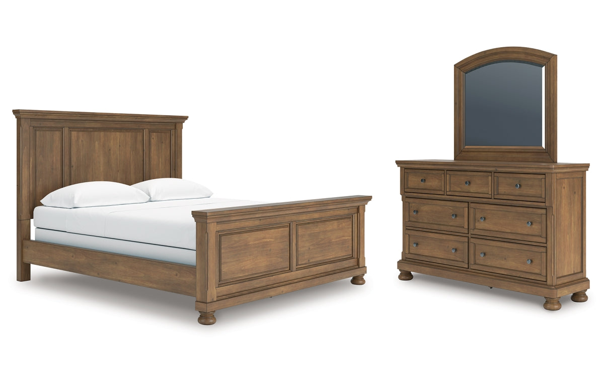Feddinger California King Panel Bed with Mirrored Dresser