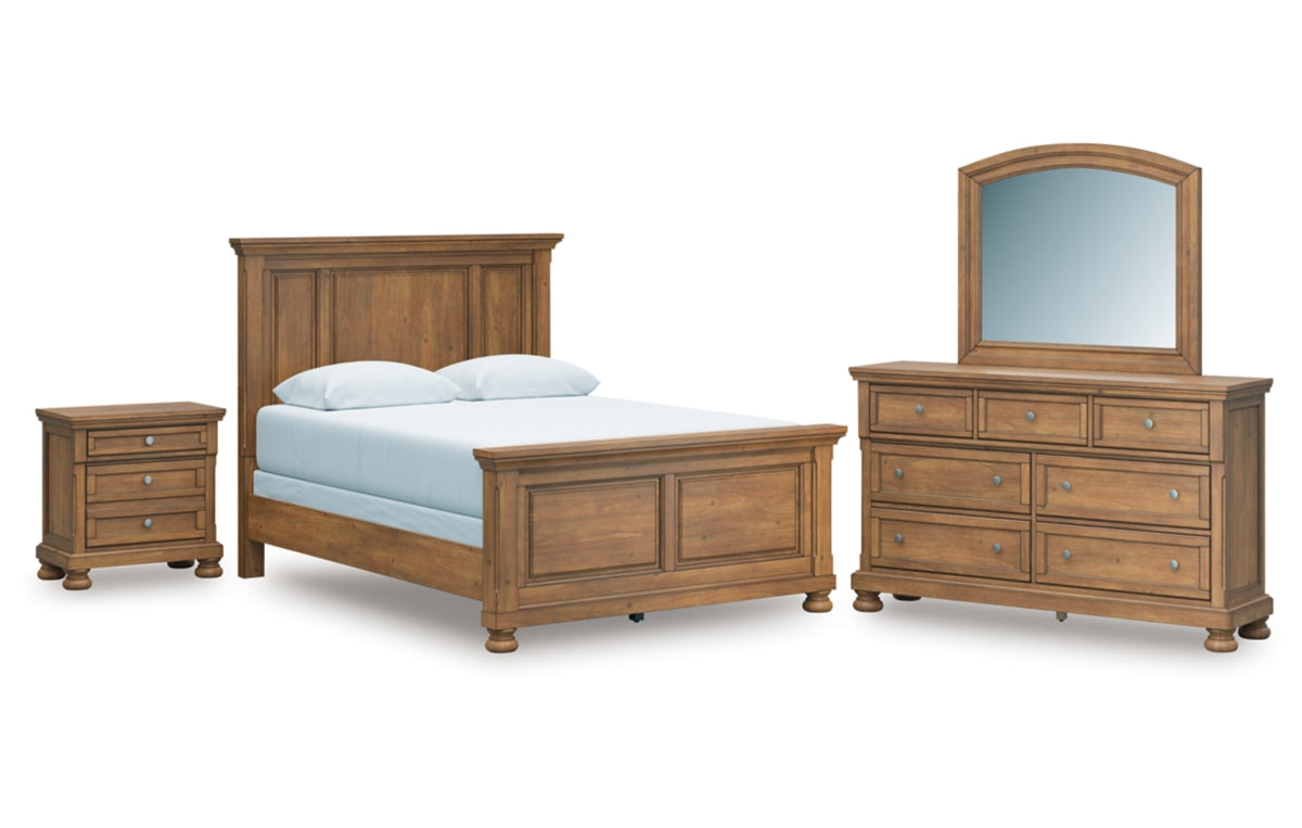 Feddinger Queen Panel Bed with Mirrored Dresser and Nightstand