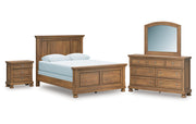 Feddinger Queen Panel Bed with Mirrored Dresser and Nightstand