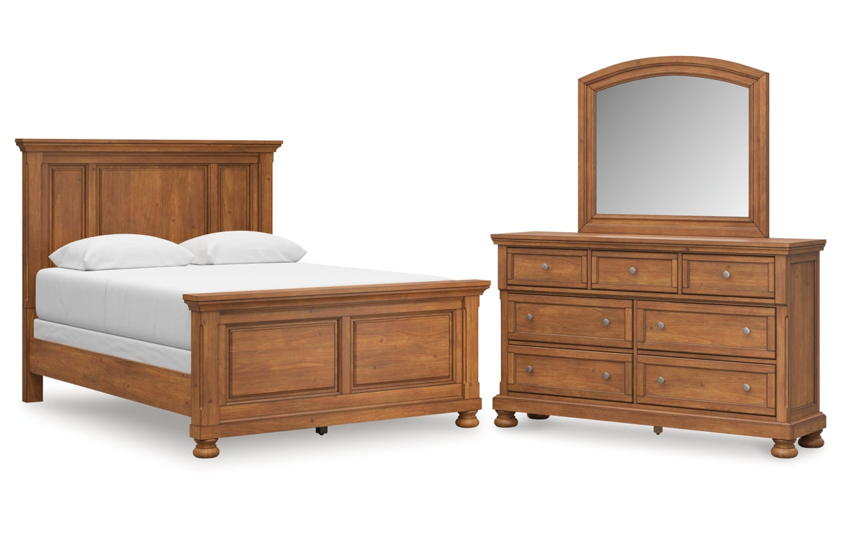 Feddinger Queen Panel Bed with Mirrored Dresser