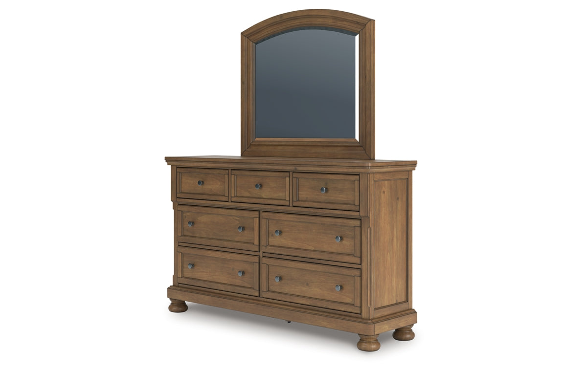 Feddinger California King Storage Sleigh Bed with Mirrored Dresser, Chest and Nightstand