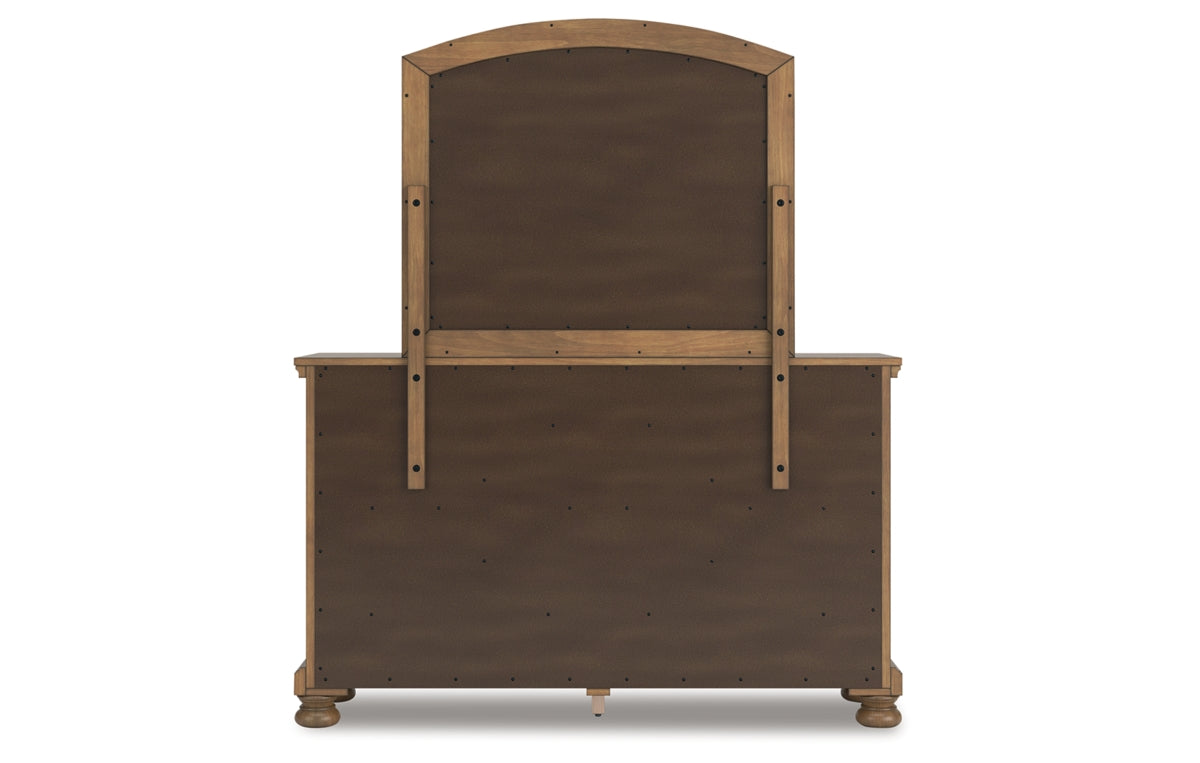 Feddinger California King Panel Bed with Mirrored Dresser and Nightstand