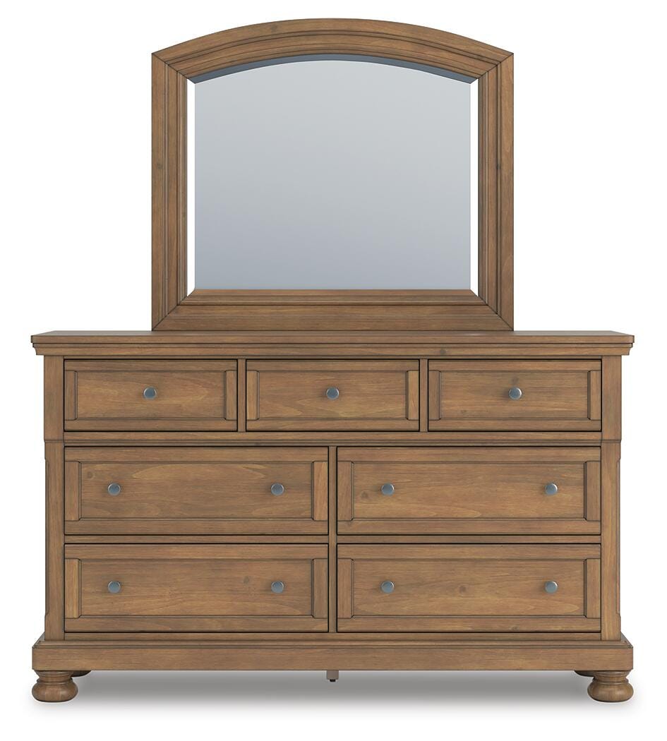 Feddinger Queen Panel Bed with Mirrored Dresser and Nightstand