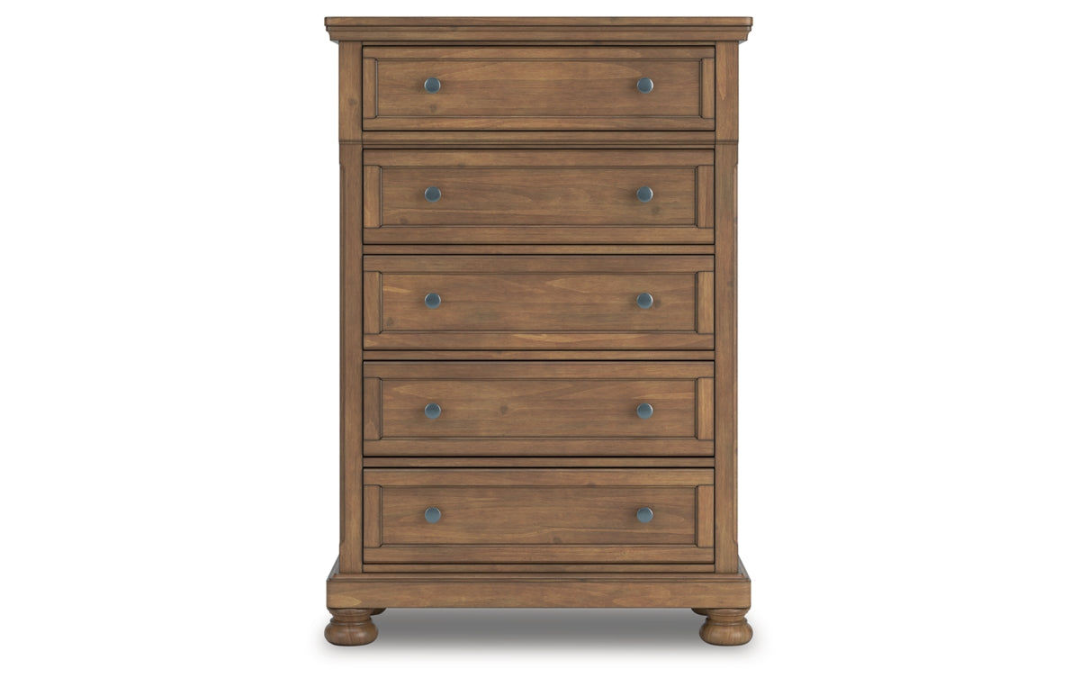 Feddinger California King Storage Sleigh Bed with Mirrored Dresser, Chest and Nightstand