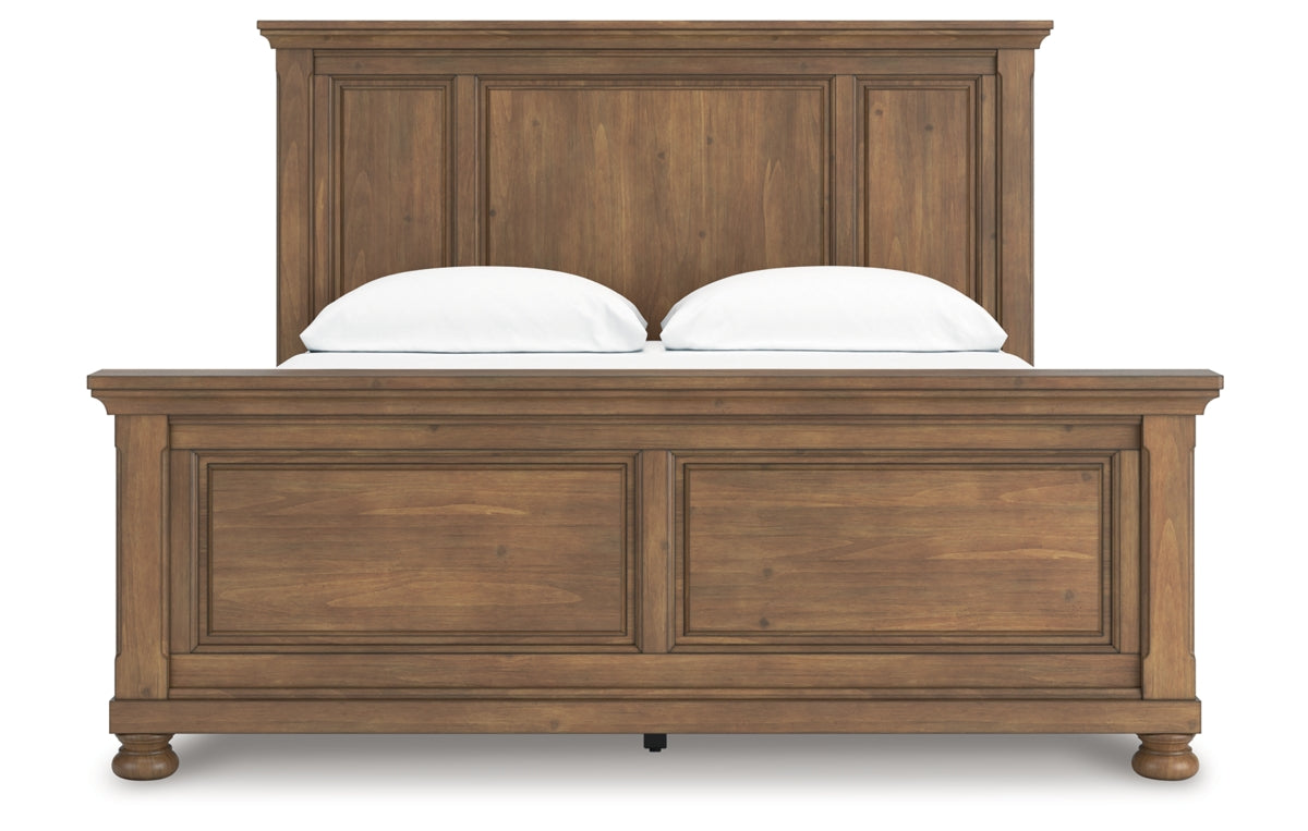 Feddinger California King Panel Bed with Mirrored Dresser and Nightstand