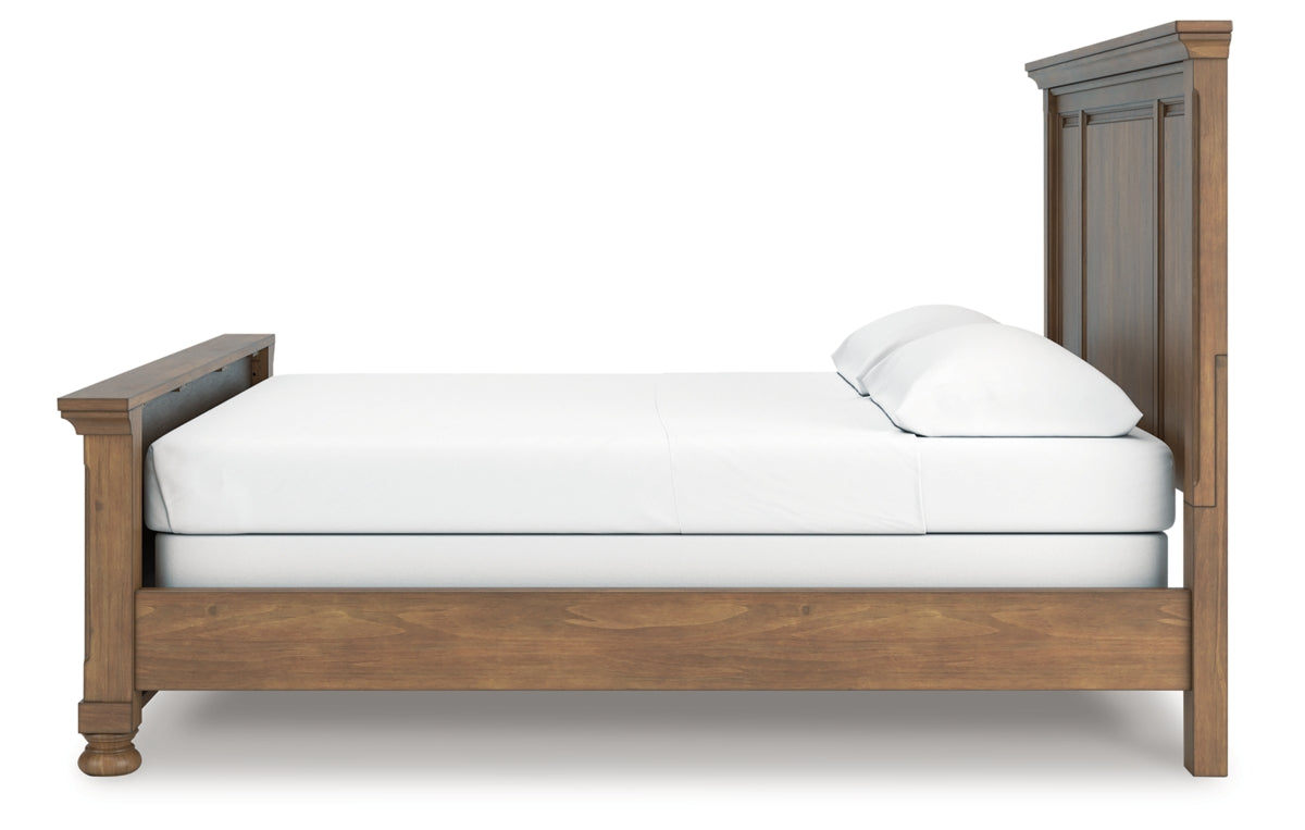 Feddinger California King Panel Bed with Mirrored Dresser and Nightstand