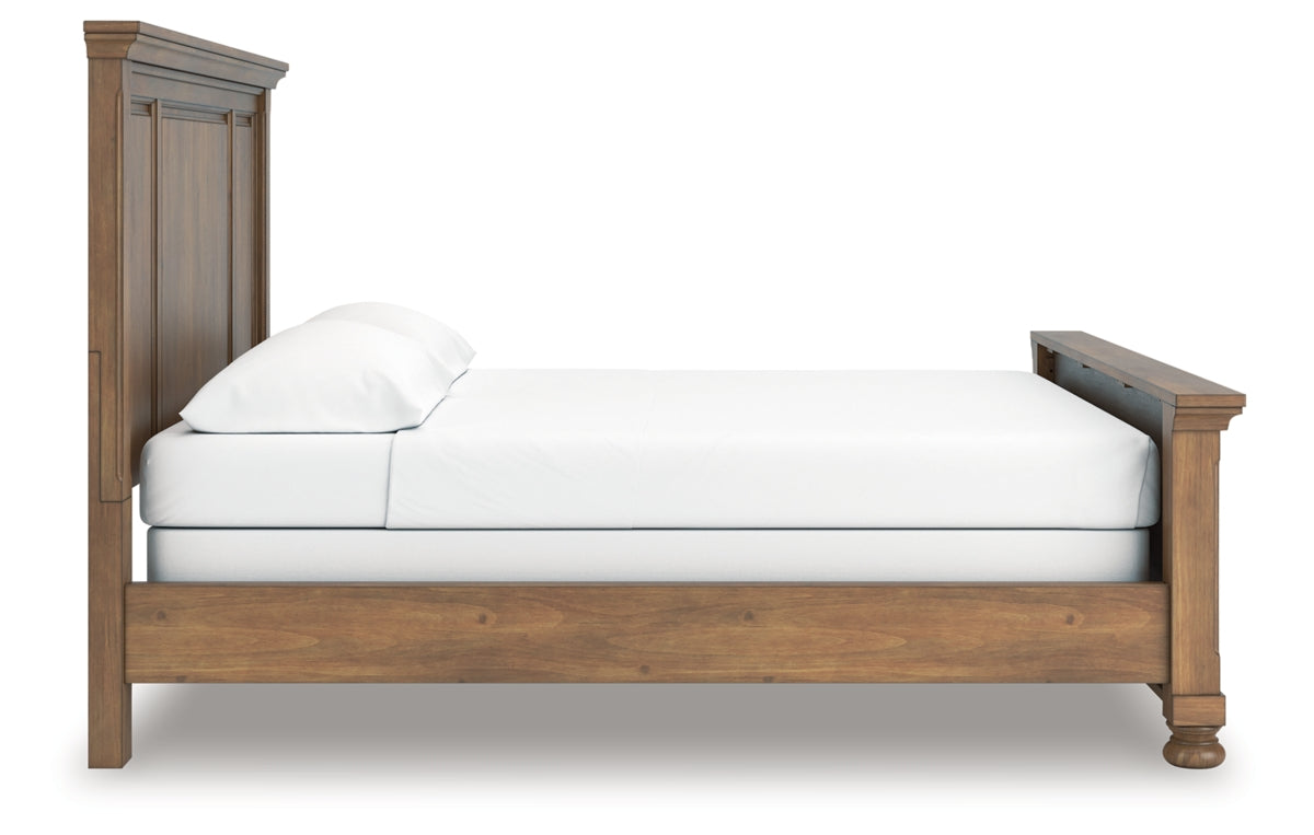 Feddinger California King Panel Bed with Mirrored Dresser and Nightstand