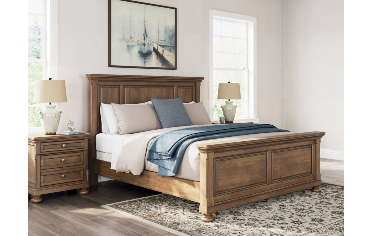 Feddinger California King Panel Bed with Mirrored Dresser and Nightstand