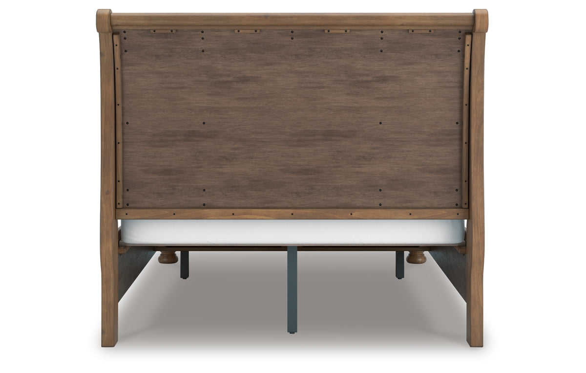 Feddinger Queen Storage Sleigh Bed with Mirrored Dresser, Chest and Nightstand