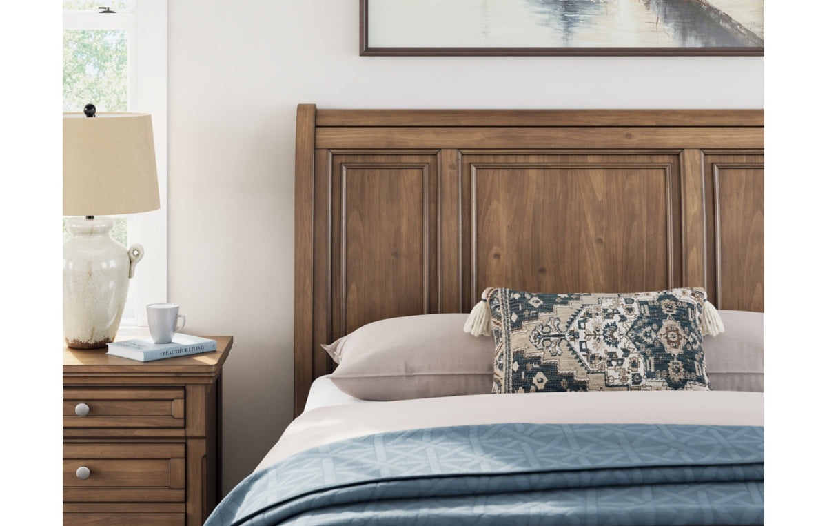 Feddinger Queen Storage Sleigh Bed with Mirrored Dresser, Chest and Nightstand