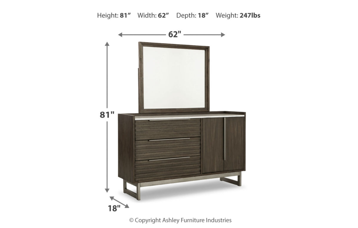 Arkenton King Panel Bed with Mirrored Dresser