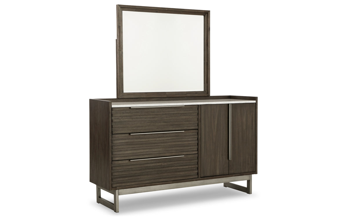 Arkenton King Panel Bed with Mirrored Dresser