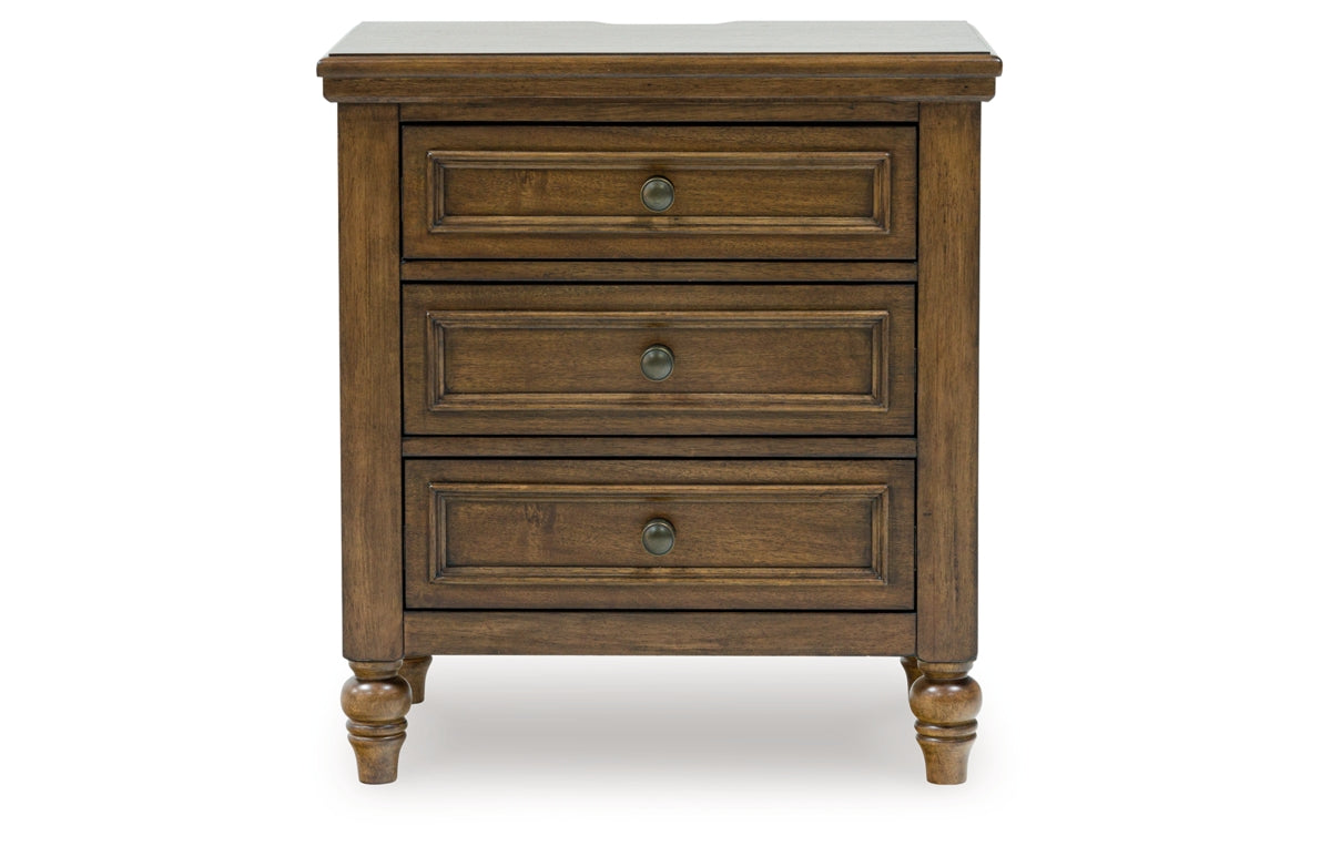 Sturlayne California King Upholstered Panel Bed, Dresser, Mirror and Nightstand