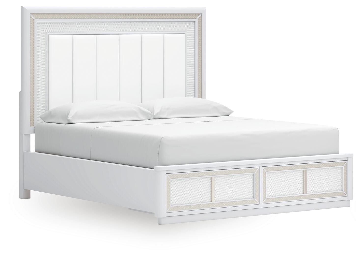 Chalanna California King Upholstered Storage Bed, Dresser and Mirror