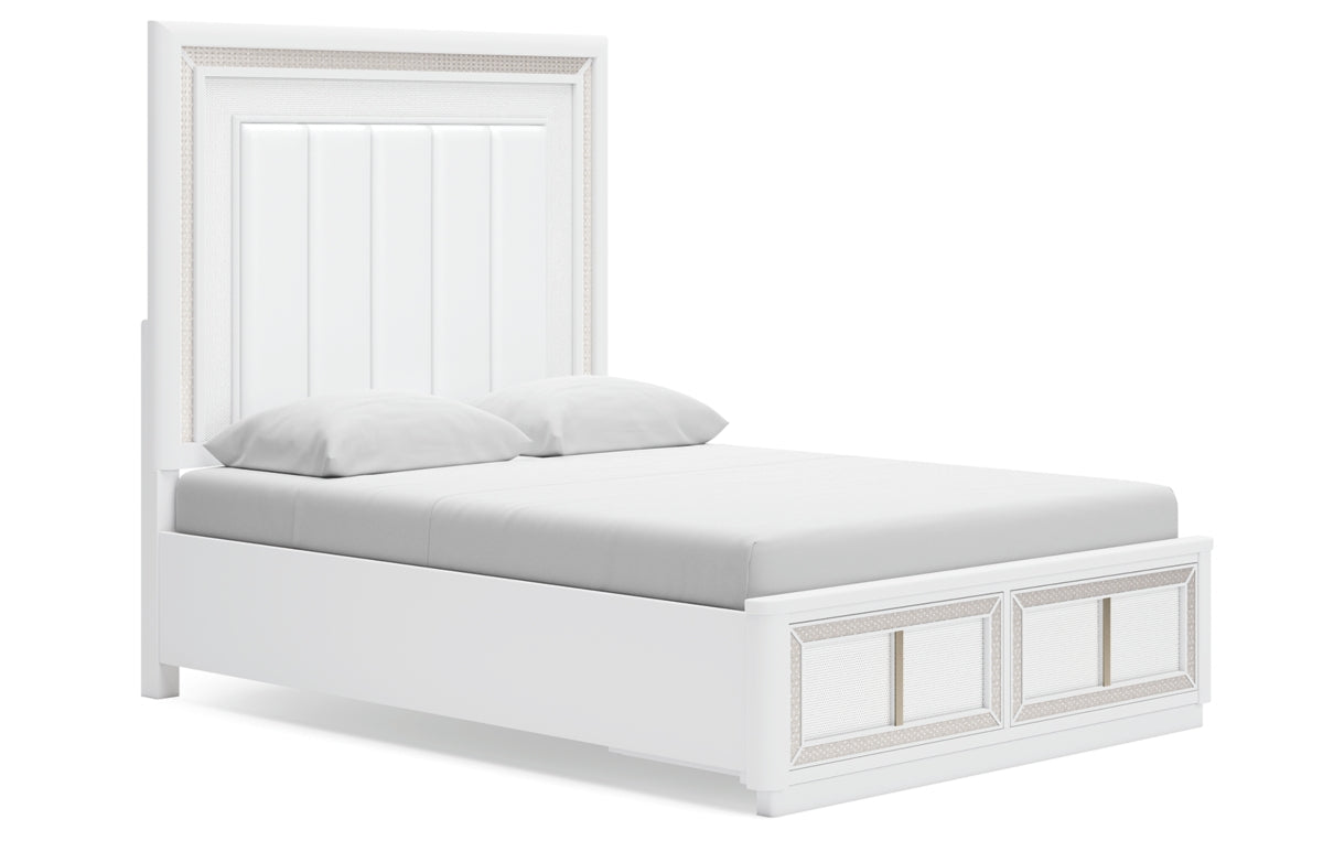 Chalanna Queen Upholstered Storage Bed, Dresser, Mirror, Chest and Nightstand