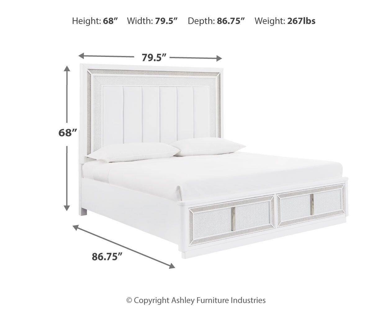 Chalanna California King Upholstered Storage Bed, Dresser and Mirror