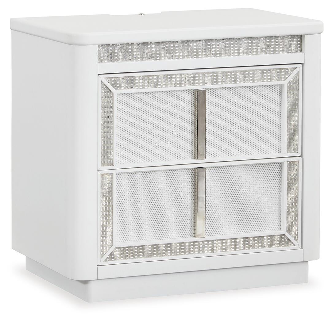 Chalanna California King Upholstered Storage Bed, Dresser and Mirror