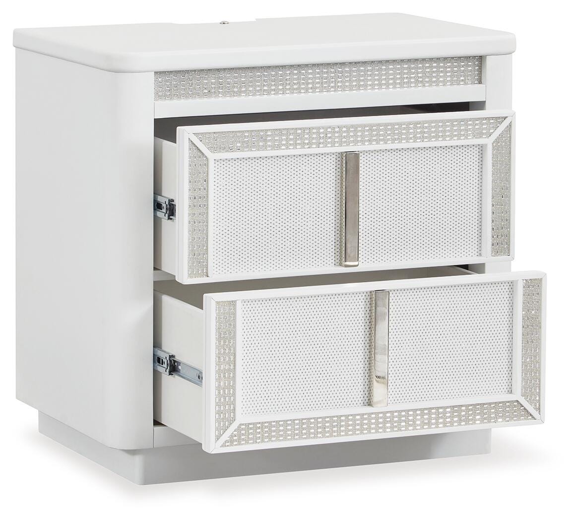 Chalanna California King Upholstered Storage Bed, Dresser and Mirror