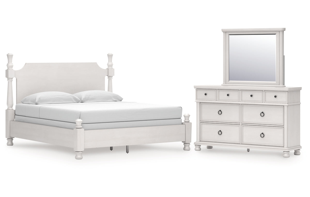 Rowlenstown California King Poster Bed, Dresser and Mirror