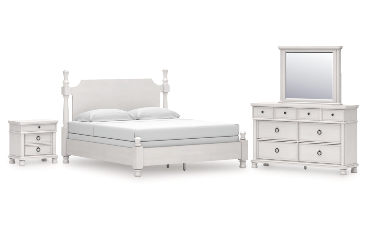 Rowlenstown King Poster Bed, Dresser, Mirror and Nightstand