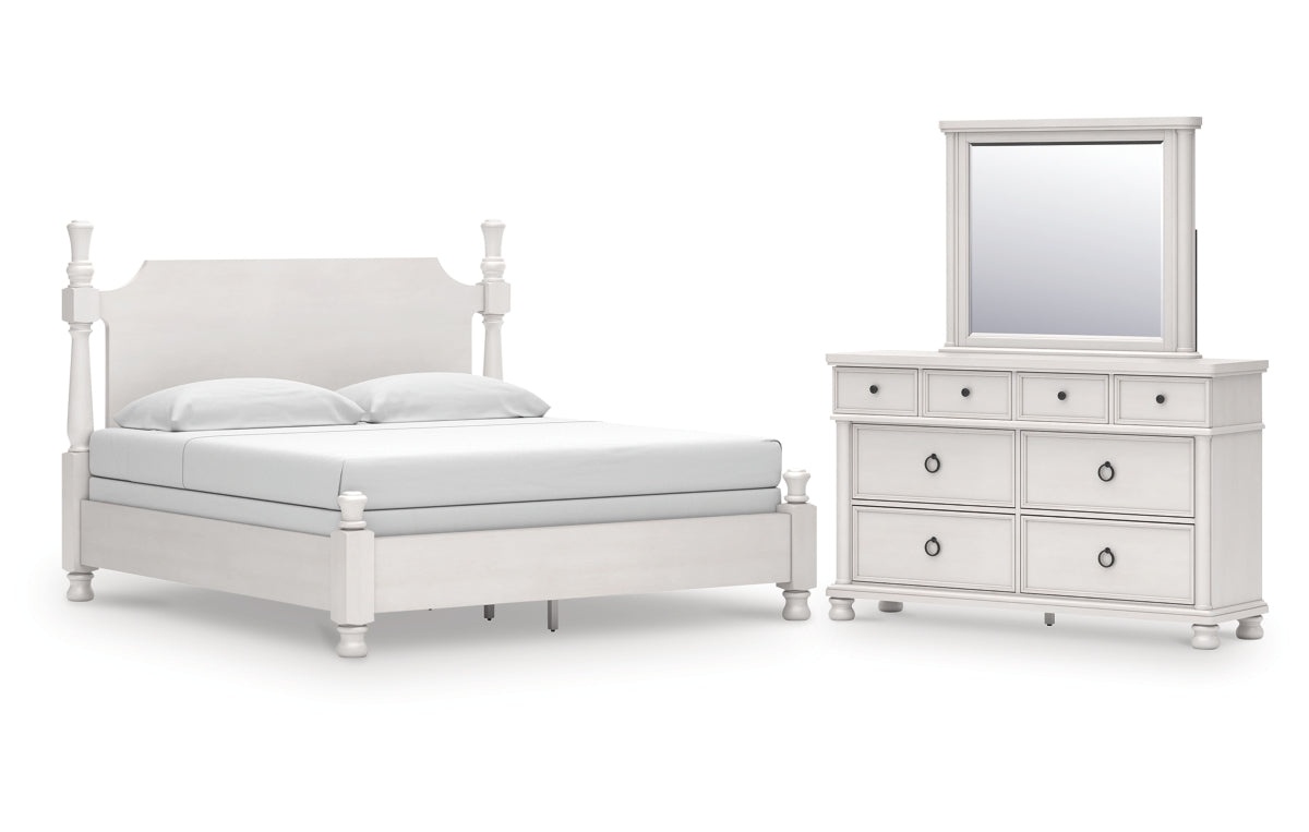 Rowlenstown King Poster Bed, Dresser and Mirror