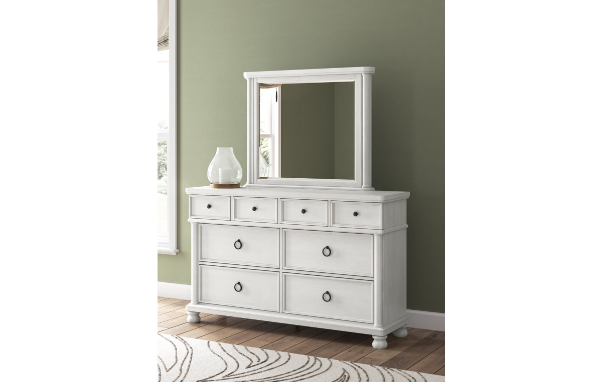 Rowlenstown California King Poster Bed, Dresser and Mirror
