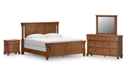 Rowlenstown King Poster Bed with Mirrored Dresser and Nightstand