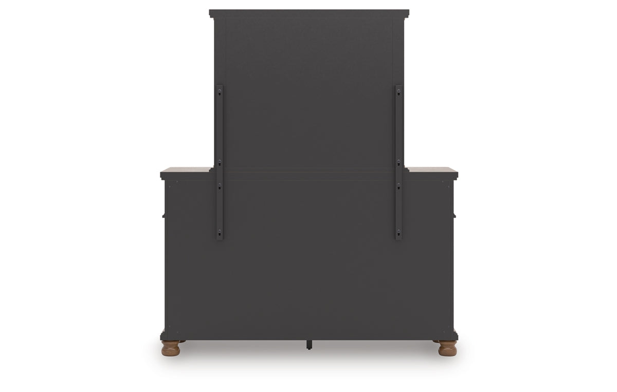 Rowlenstown King Poster Bed with Mirrored Dresser and Nightstand
