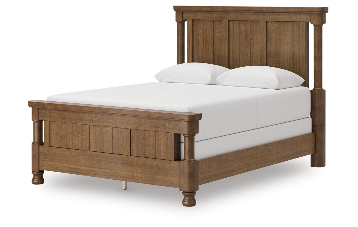 Rowlenstown Queen Poster Bed with Mirrored Dresser and Nightstand