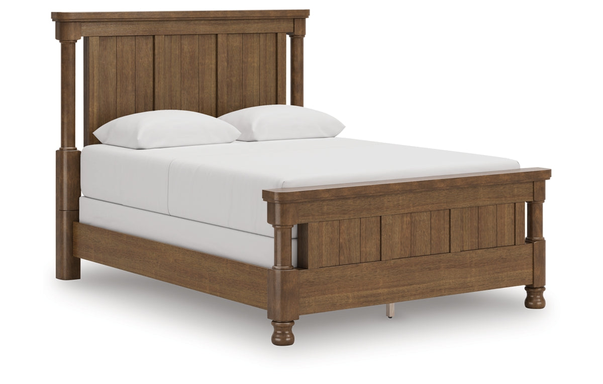 Rowlenstown Queen Poster Bed with Mirrored Dresser and Nightstand