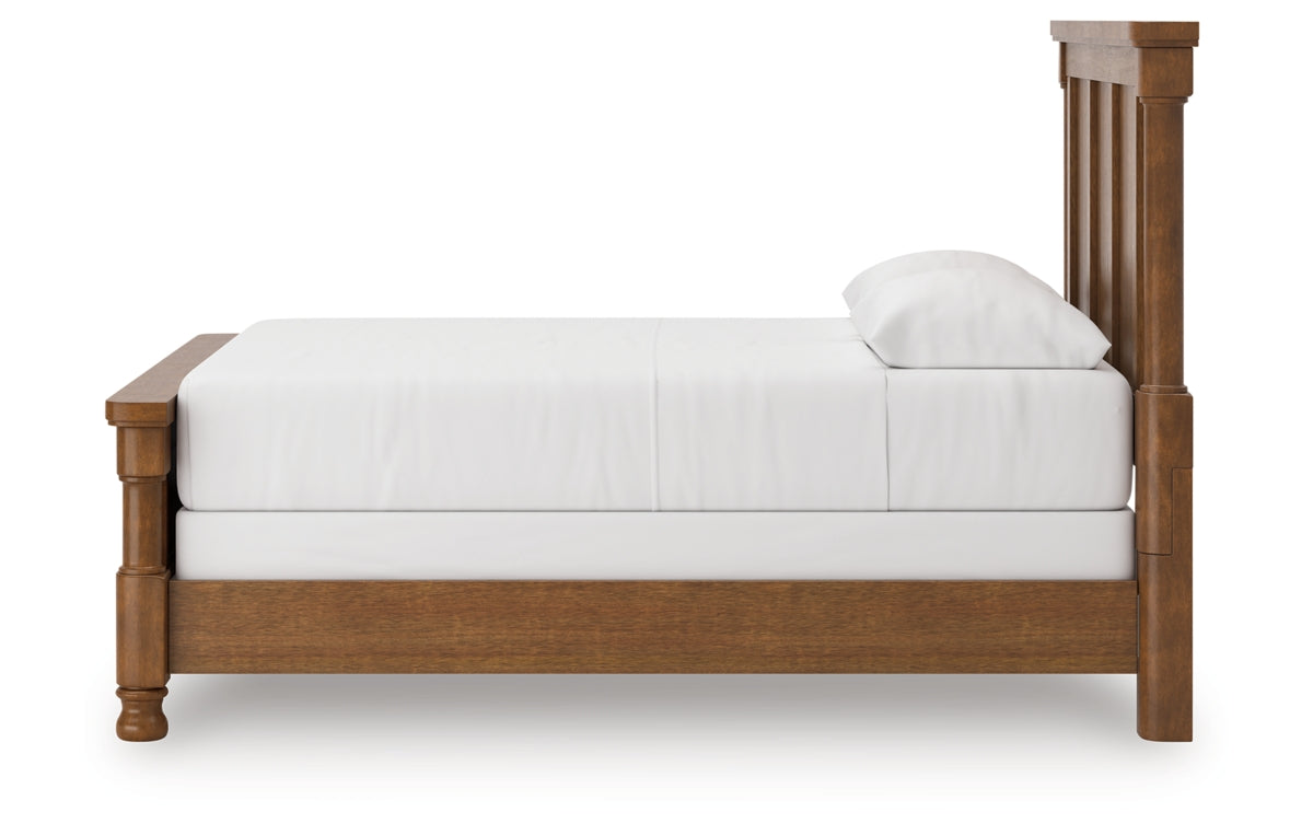 Rowlenstown Queen Poster Bed with Mirrored Dresser and Nightstand