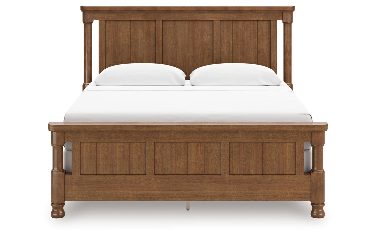 Rowlenstown King Poster Bed with Mirrored Dresser and Nightstand
