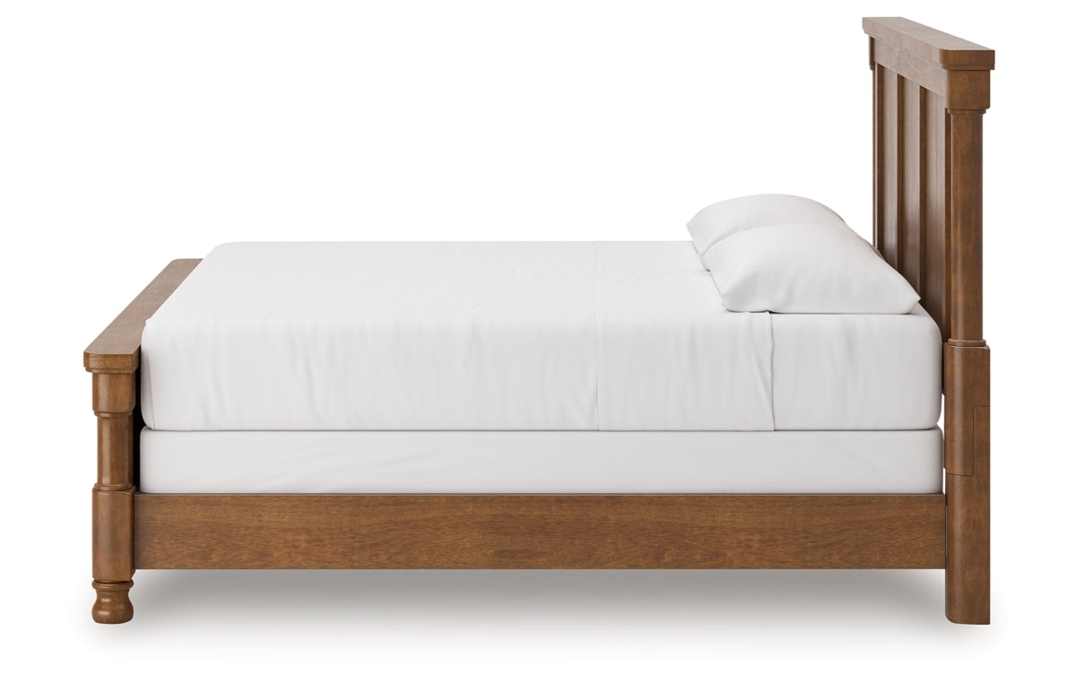 Rowlenstown King Poster Bed with Mirrored Dresser and Nightstand