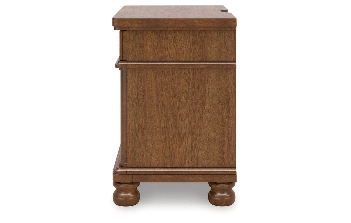Rowlenstown King Poster Bed with Mirrored Dresser and Nightstand