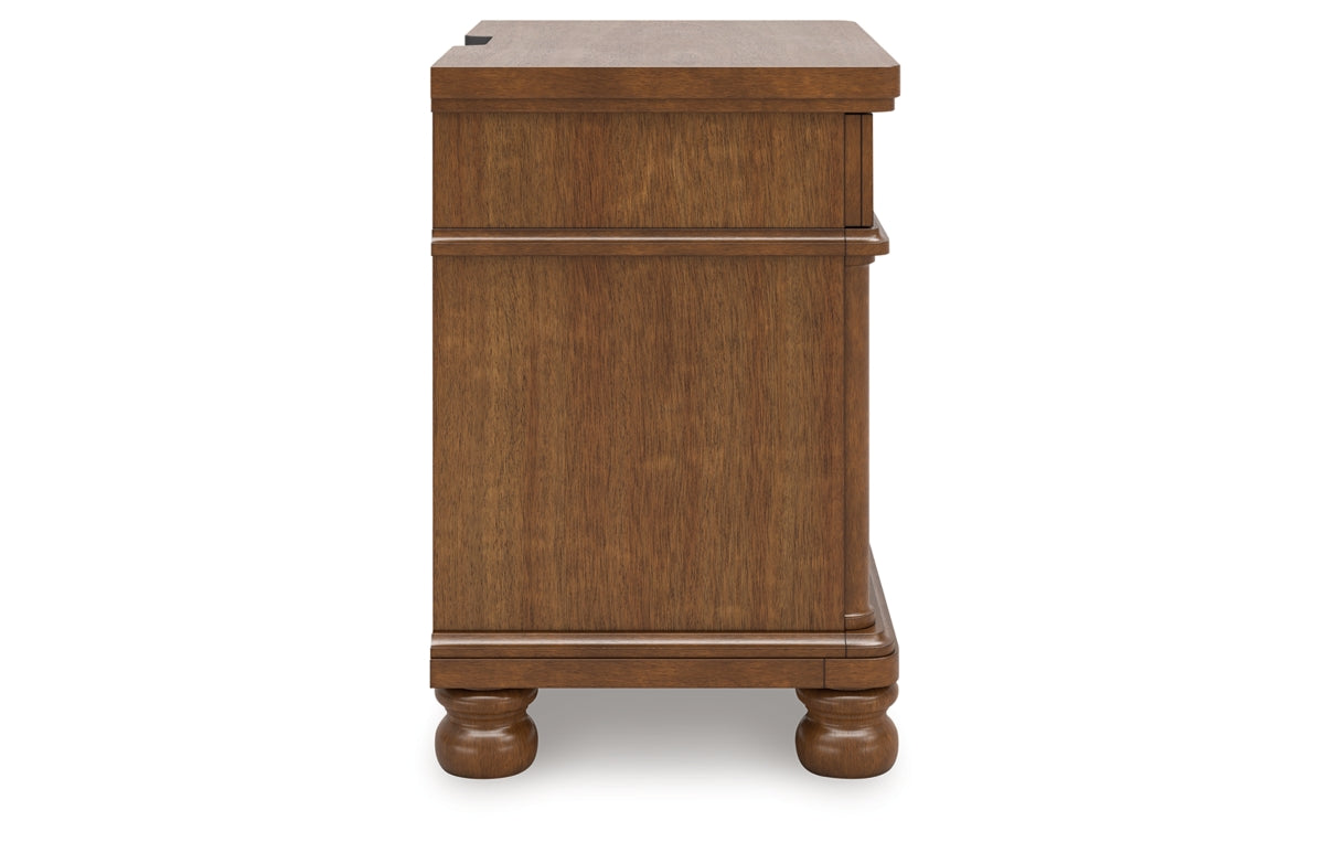 Rowlenstown King Poster Bed with Mirrored Dresser and Nightstand