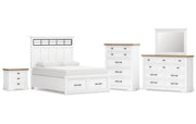 Ashbryn Queen Panel Storage Bed with Mirrored Dresser, Chest and Nightstand