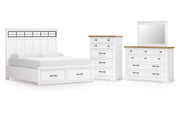 Ashbryn California King Panel Storage Bed, Dresser, Mirror and Chest