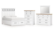 Ashbryn King Panel Storage Bed with Mirrored Dresser and Chest